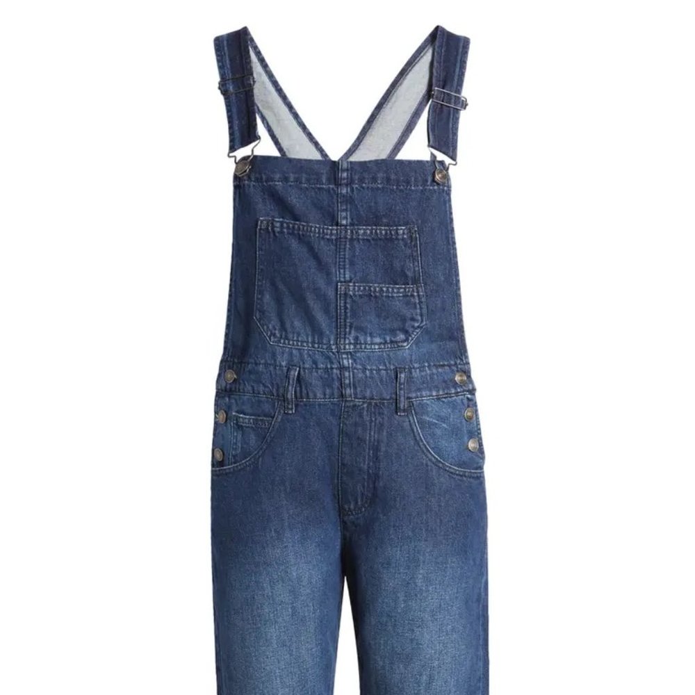 Free People’s Ziggy overall in indigo denim.